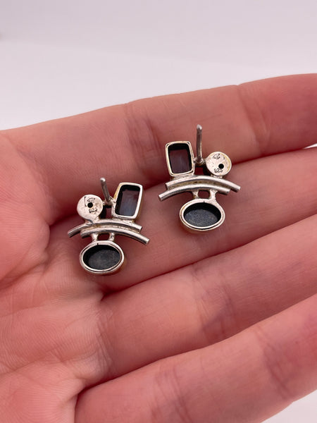 sterling silver & gold plated pearl, topaz, & hematite post earrings