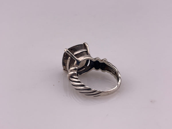 size 5.25 sterling silver faceted smoky quartz ring