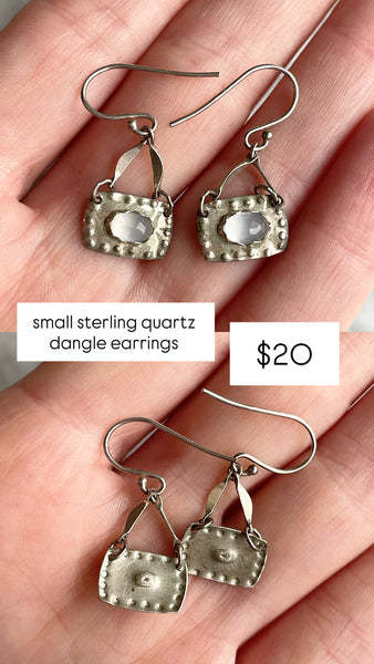 RESERVED PRIVATE LISTING -- sterling silver quartz earrings A19