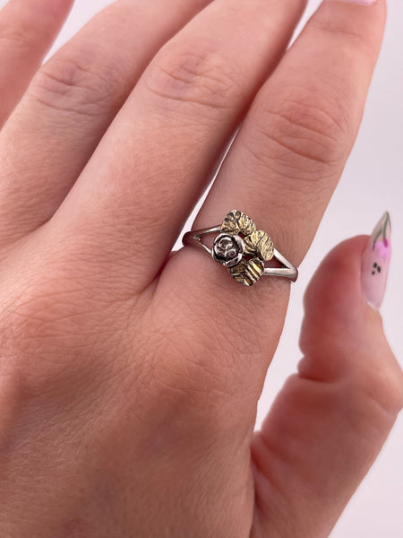 size 8 sterling silver rose flower ring