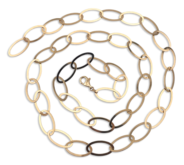 sterling silver gold plated 36.5" Italian oval chain link necklace