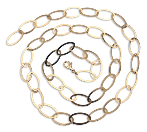 sterling silver gold plated 36.5" Italian oval chain link necklace