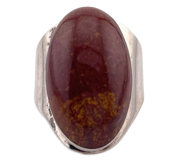 size 8 sterling silver Mexican jasper ring ***Cut Band***
