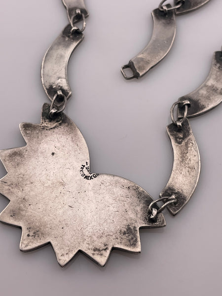 sterling silver Mexican onyx & abalone necklace **AS IS**