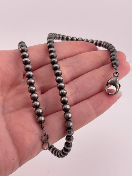 sterling silver 15-3/4" 5mm machine made pearl necklace
