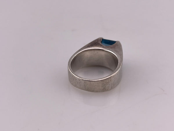 size 6.75 sterling silver faceted blue topaz prong setting ring