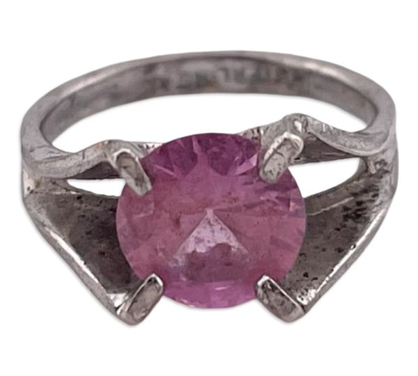 size 3 sterling silver lab pink sapphire ring ***AS IS***