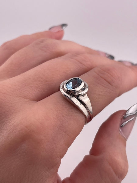 size 7.25 sterling silver faceted topaz ring