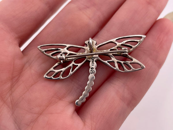 sterling silver dragonfly glass pendant brooch