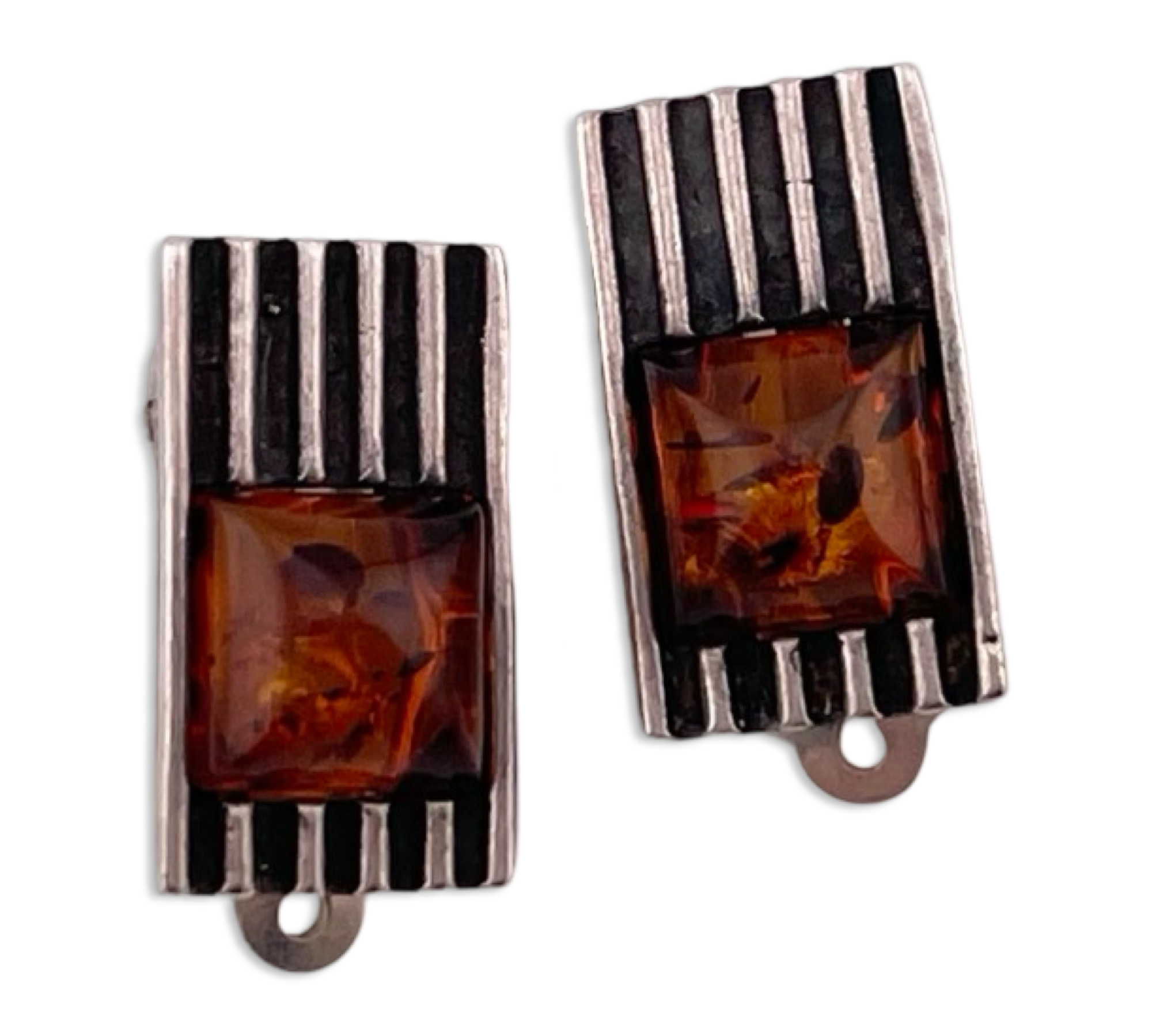 sterling silver amber clip-on earrings