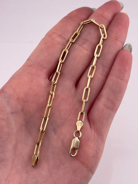 sterling silver gold plated 8" paperclip chain link bracelet