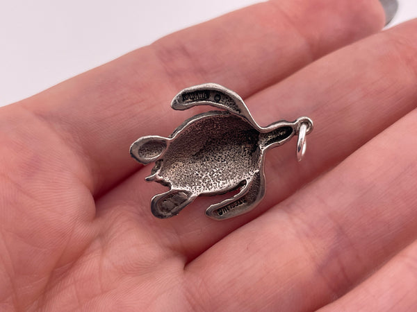 sterling silver pressed sea turtle pendant