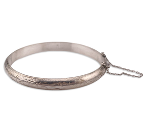 sterling silver 7-1/4" etched hinge bangle bracelet
