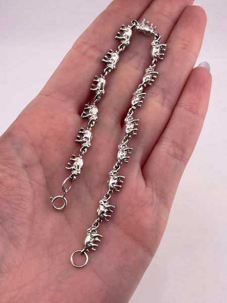 sterling silver 7-3/4" elephant link bracelet