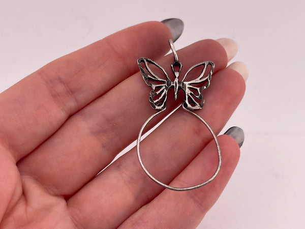 sterling silver butterfly charm holder pendant