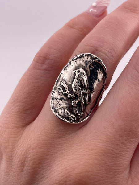 size 6.25 sterling silver stoneless bird ring