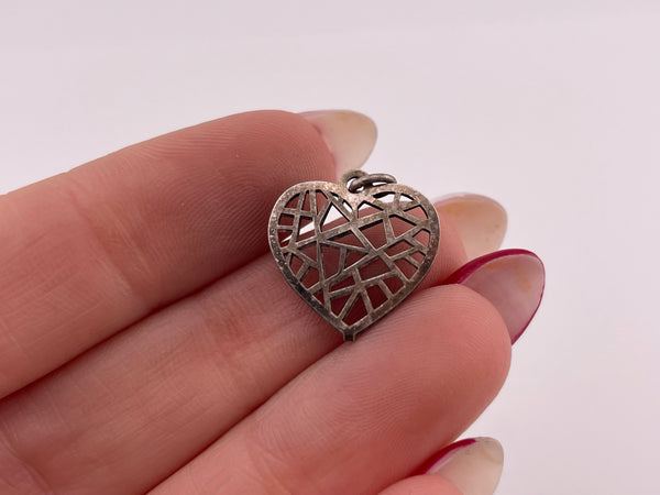 sterling silver small cut-out design heart pendant