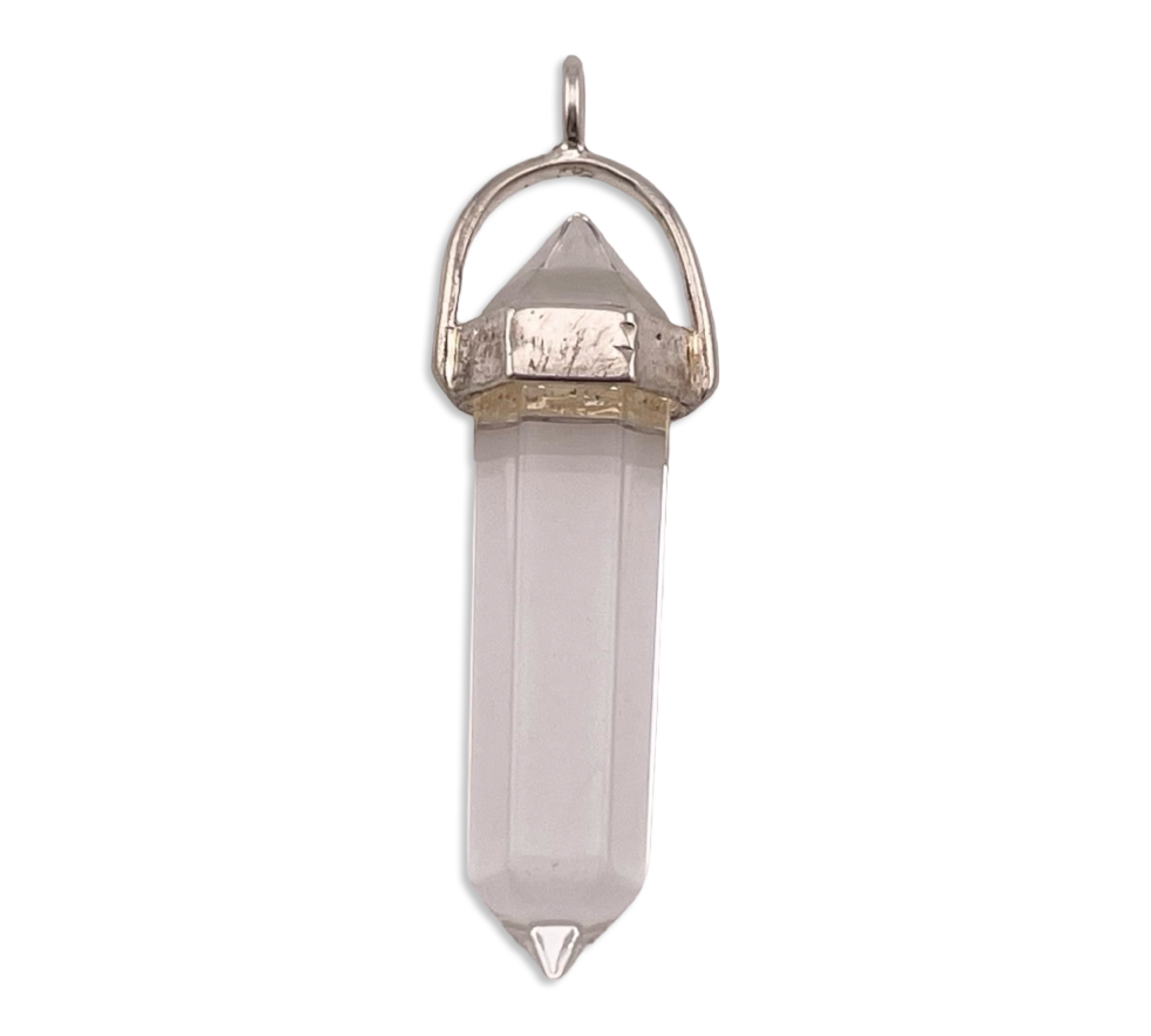 sterling silver faceted quartz crystal point pendant