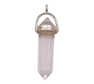 sterling silver faceted quartz crystal point pendant