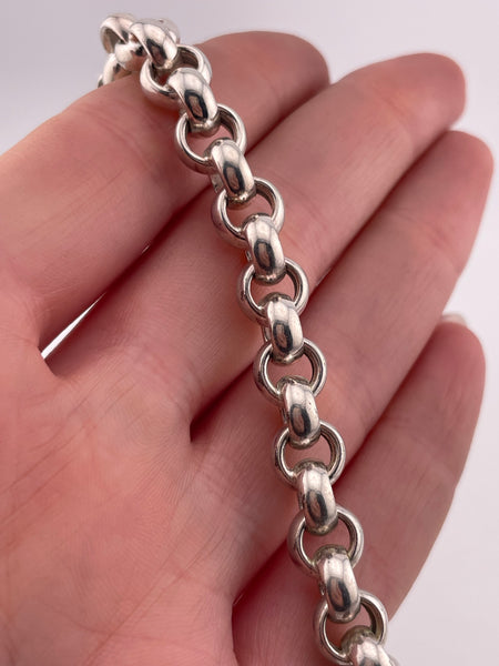 sterling silver 8-1/4" 8mm cable rolo chain link heart tag toggle bracelet