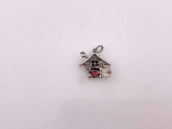 sterling silver home heart door pendant ***opens up***
