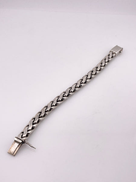 sterling silver 7-1/2" 66.2 gram woven chain link bracelet