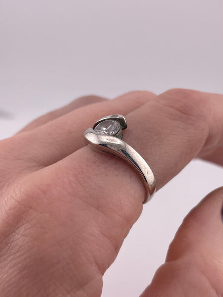 size 8.5 sterling silver faceted rhinestone ring