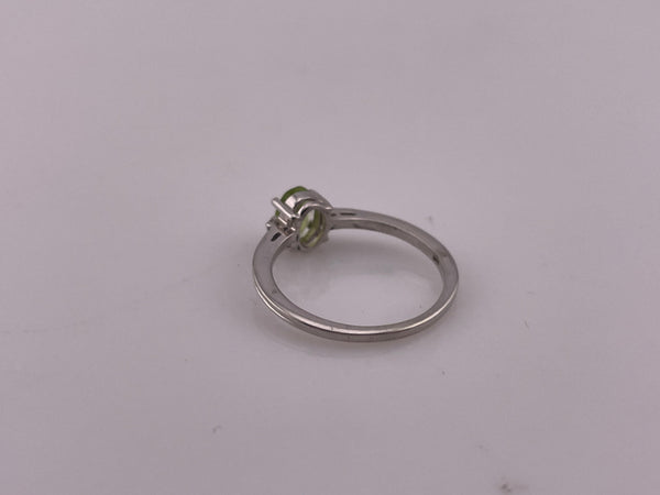 size 7.25 sterling silver rhodium plated peridot lab diamond ring