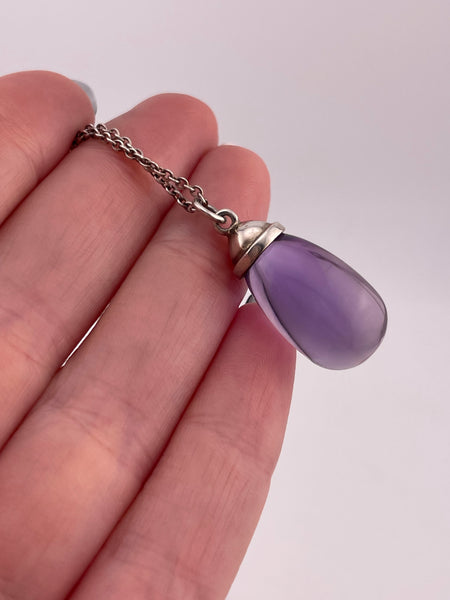 sterling silver Tiffany & Co Paloma Picasso amethyst teardrop pendant necklace