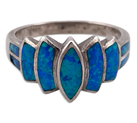 size 9 sterling silver blue lab opal ring **AS IS**