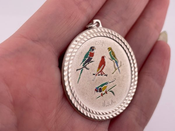 sterling silver birds matte finish pendant ***Engraved***