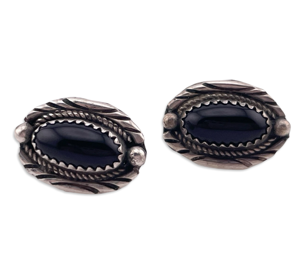 sterling silver onyx post earrings