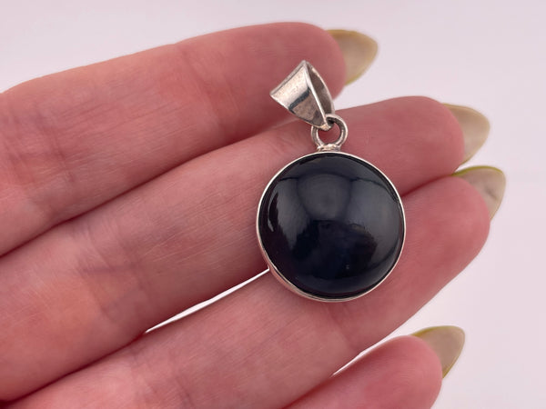 sterling silver blue tigers eye pendant