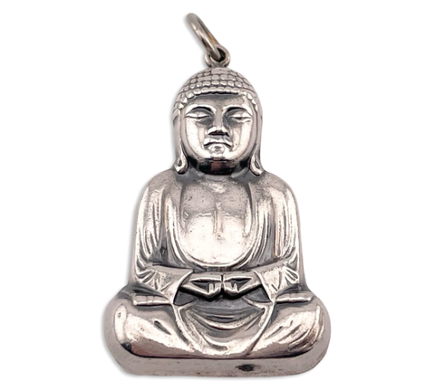 sterling silver double sided puffy Buddha pendant