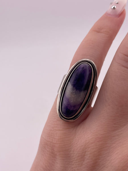 size 4.5 sterling silver Erik Granit amethyst modernist artisan ring