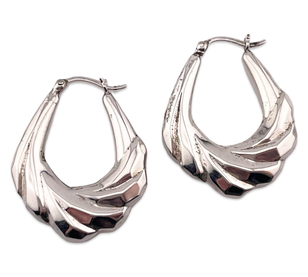 sterling silver textured hoop earrings