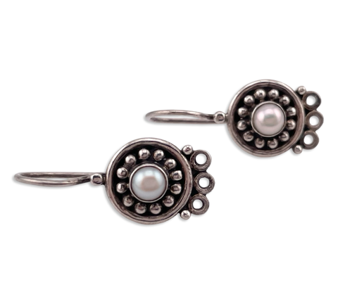 sterling silver pearl hook earrings