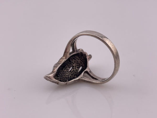 size 10 sterling silver marcasite leaf ring