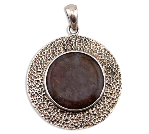 sterling silver round agate pendant