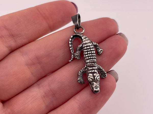 sterling silver Mexican alligator pendant