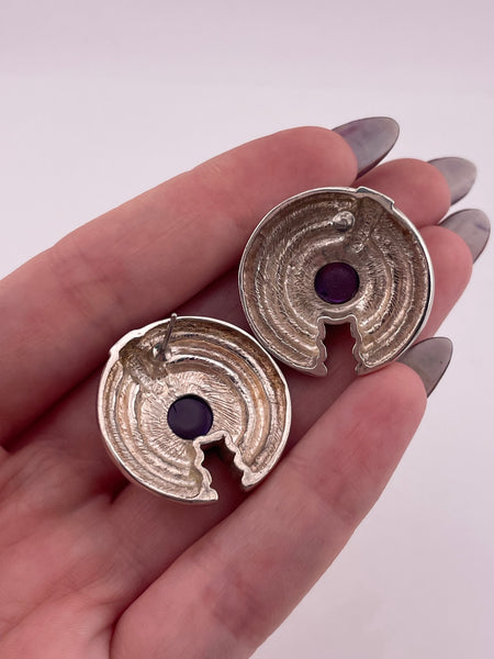 sterling silver amethyst round post earrings ***Non-Sterling Posts***