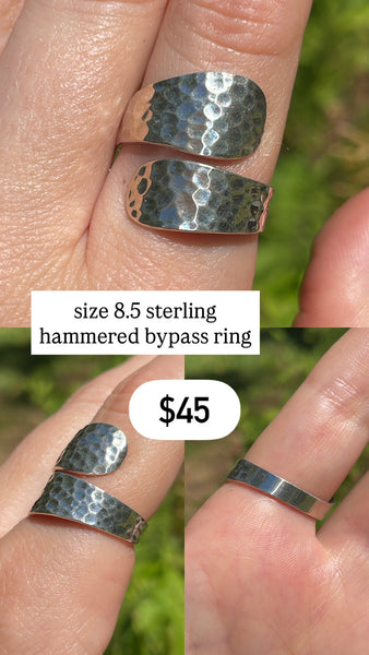 RESERVED PRIVATE LISTING -- sterling silver hammered bypass ring A4