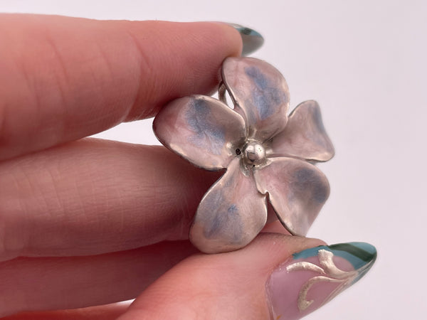 sterling silver glittery resin flower pendant