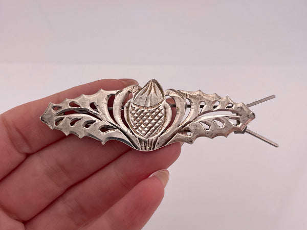 sterling silver acorn hair clip barrette