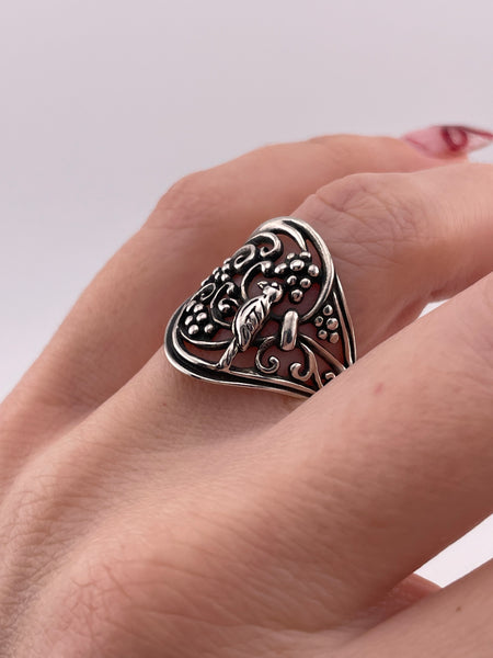 size 7.25 sterling silver bird cut-out design ring