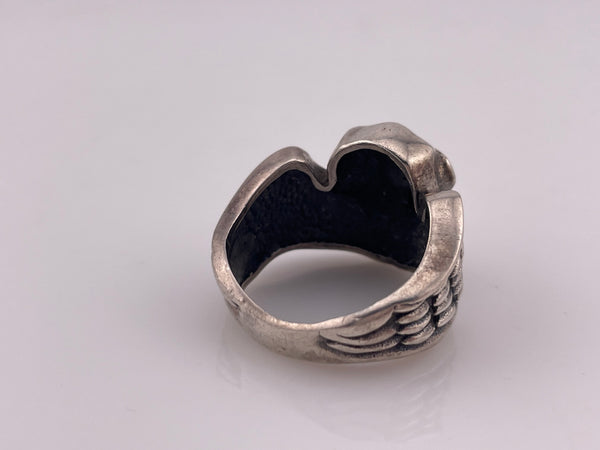 size 12 sterling silver chunky skull wing ring