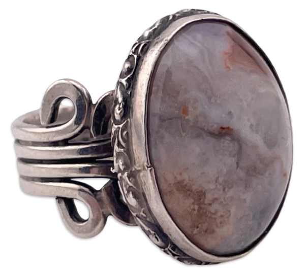 size 6 sterling silver agate ring