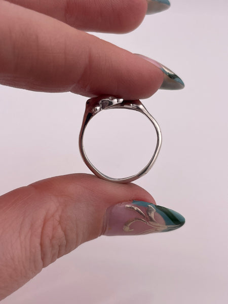 size 6.5 sterling silver double dolphin bypass ring