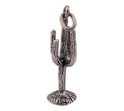 sterling silver 3D saguaro cactus pendant