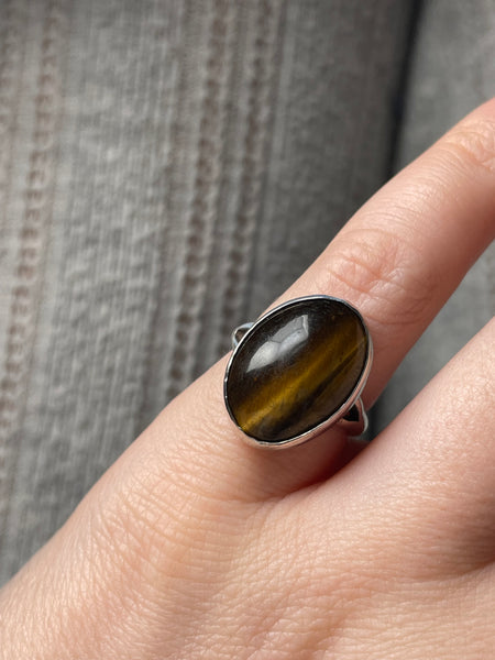 size 5.75 sterling silver tigers eye ring